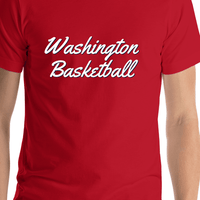 Thumbnail for Personalized Washington Basketball T-Shirt - Red - Shirt Close-Up View
