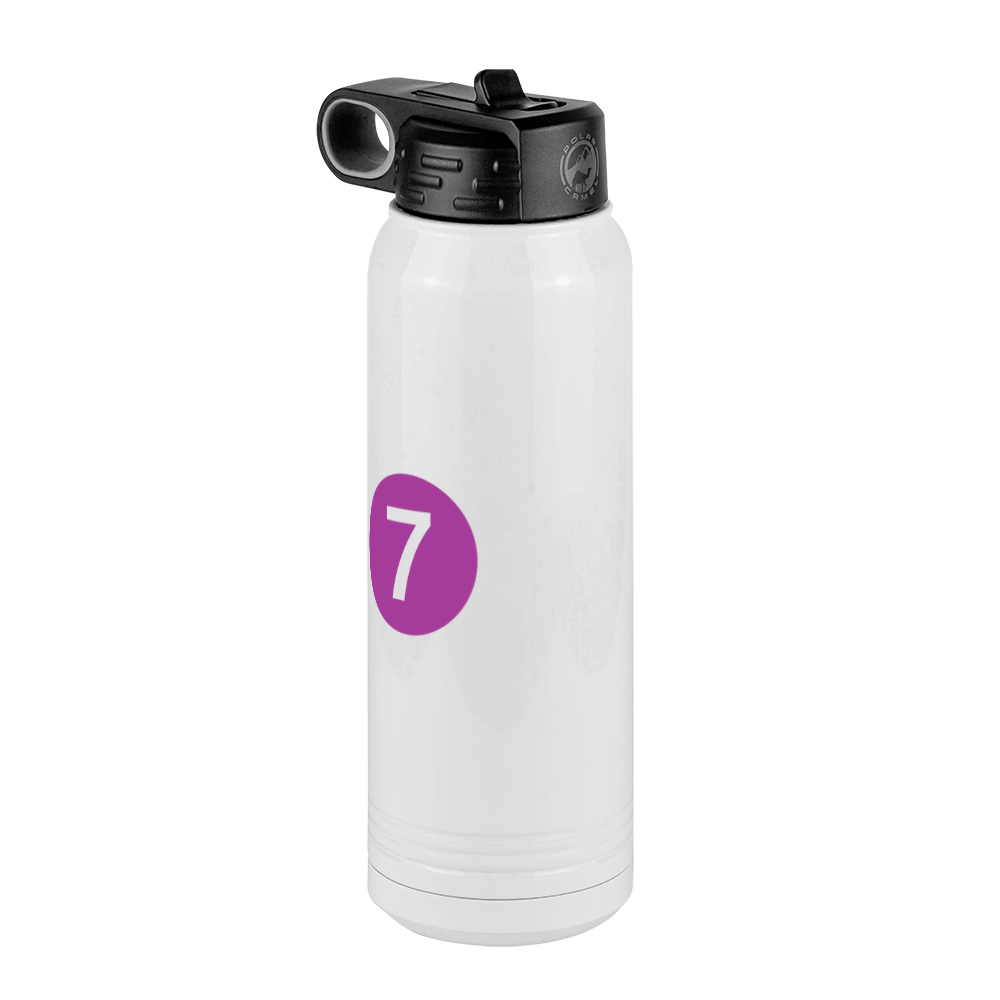 Personalized Water Bottle (30 oz) - New York Subway 7 Train - Front Left View