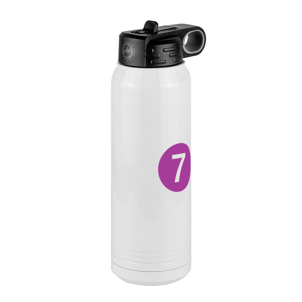Personalized Water Bottle (30 oz) - New York Subway 7 Train - Front Right View