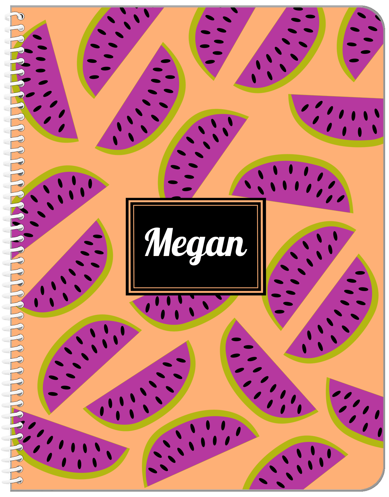 Personalized Watermelon Notebook - Rectangle Nameplate - Front View