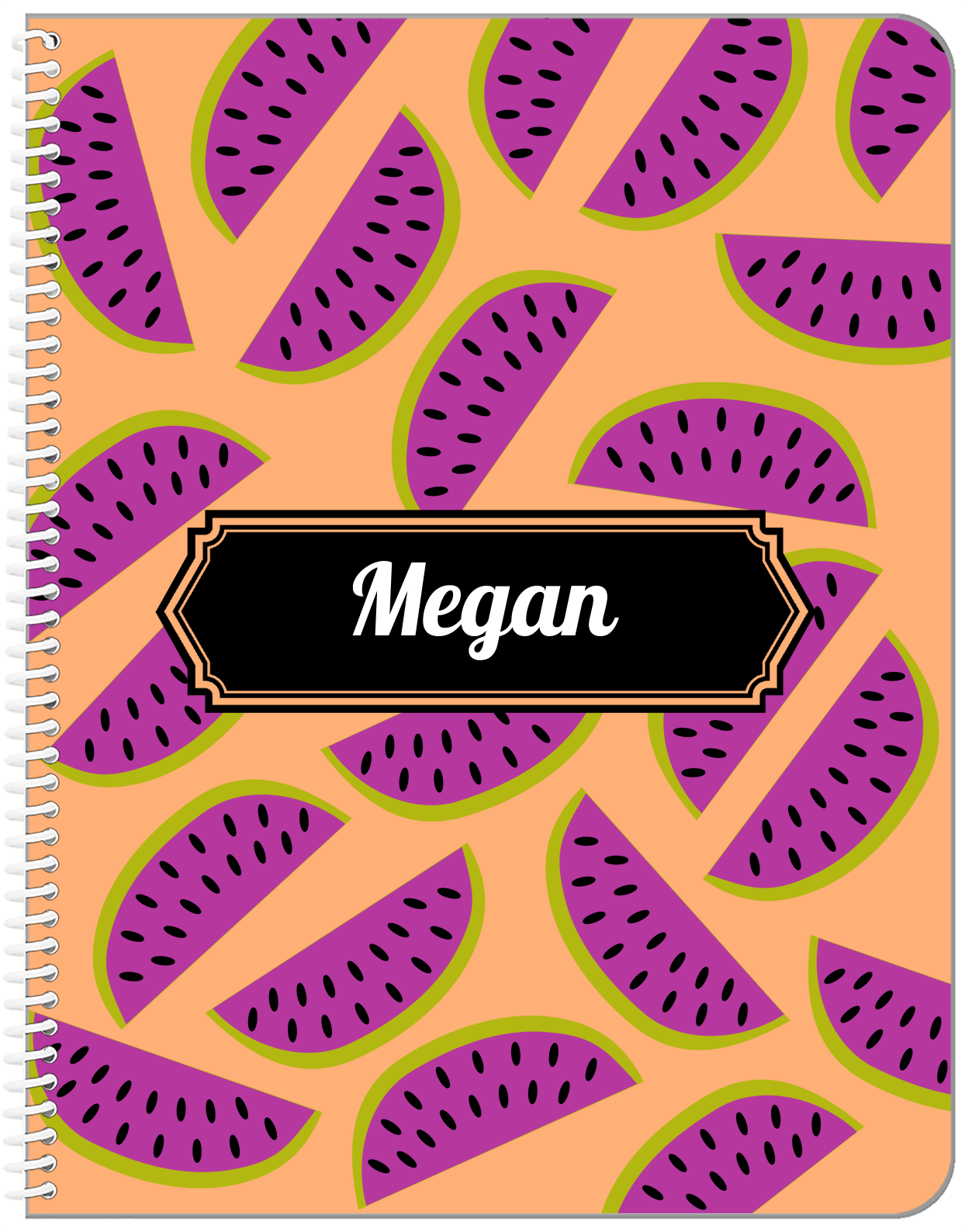 Personalized Watermelon Notebook - Decorative Rectangle Nameplate - Front View