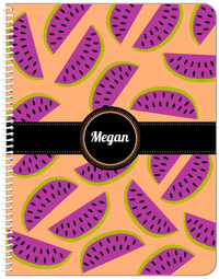 Thumbnail for Personalized Watermelon Notebook - Circle Ribbon Nameplate - Front View