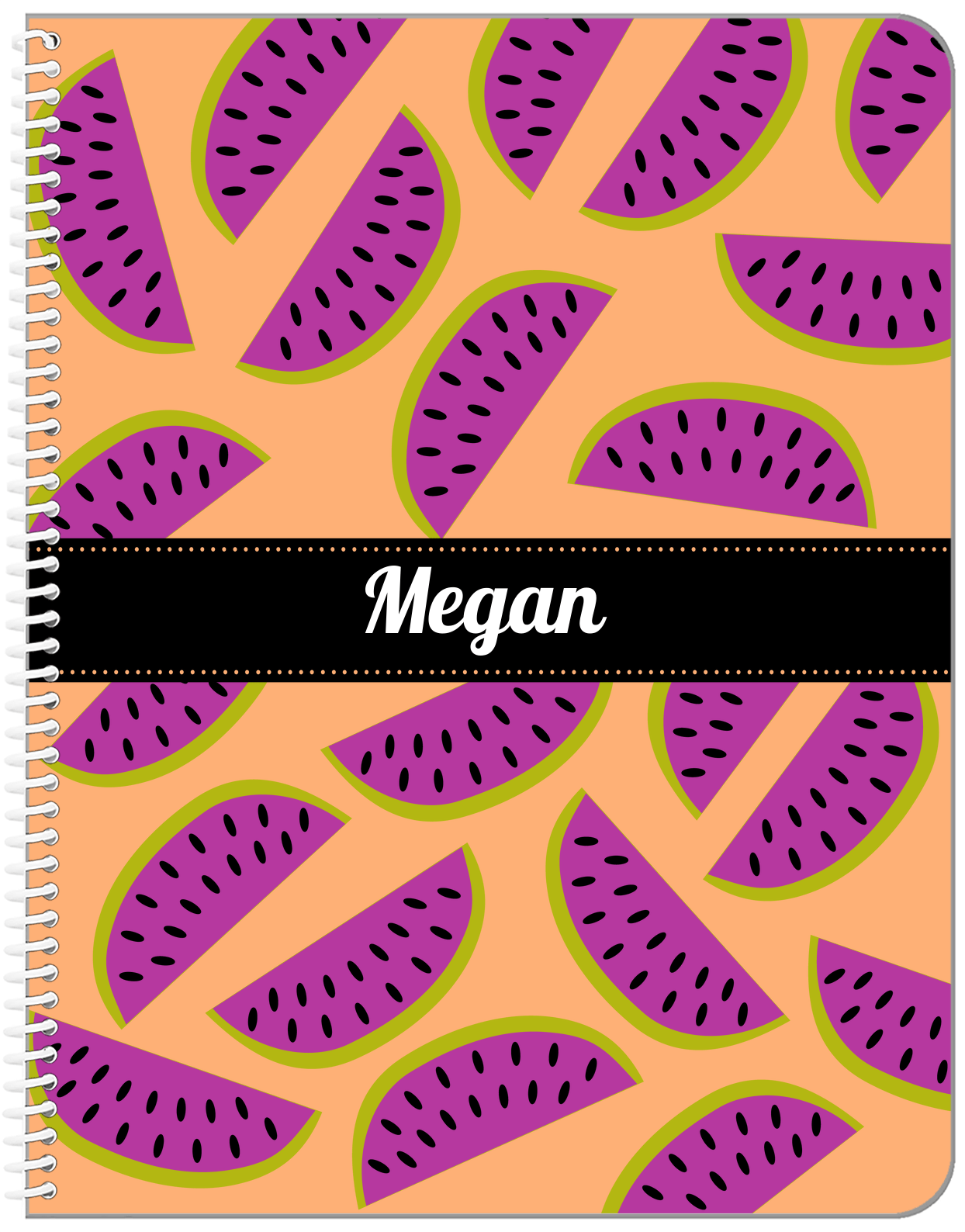 Personalized Watermelon Notebook - Ribbon Nameplate - Front View