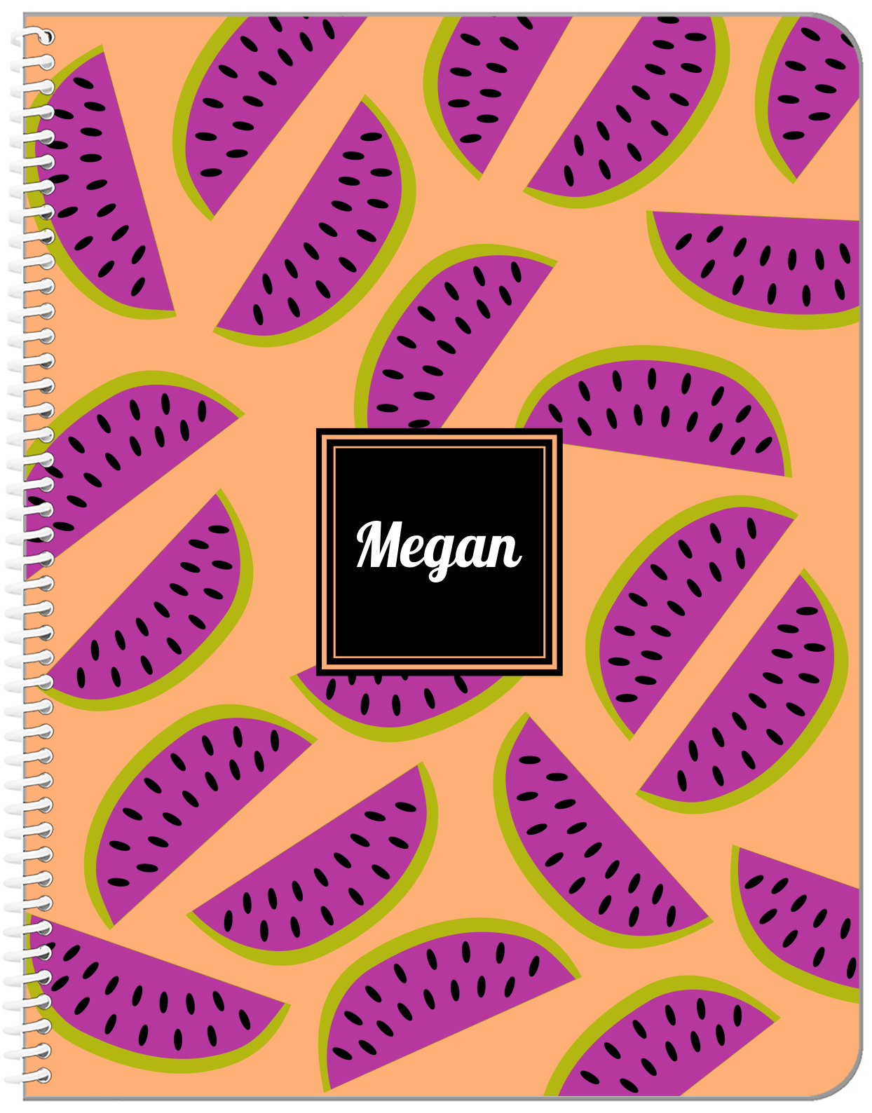 Personalized Watermelon Notebook - Square Nameplate - Front View