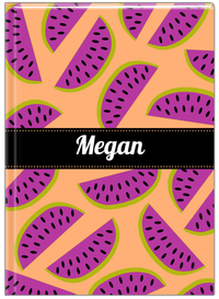 Thumbnail for Personalized Watermelon Journal - Tan Background - Ribbon Nameplate - Front View