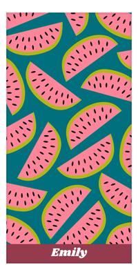 Thumbnail for Personalized Watermelon Beach Towel - Teal Background - Front View
