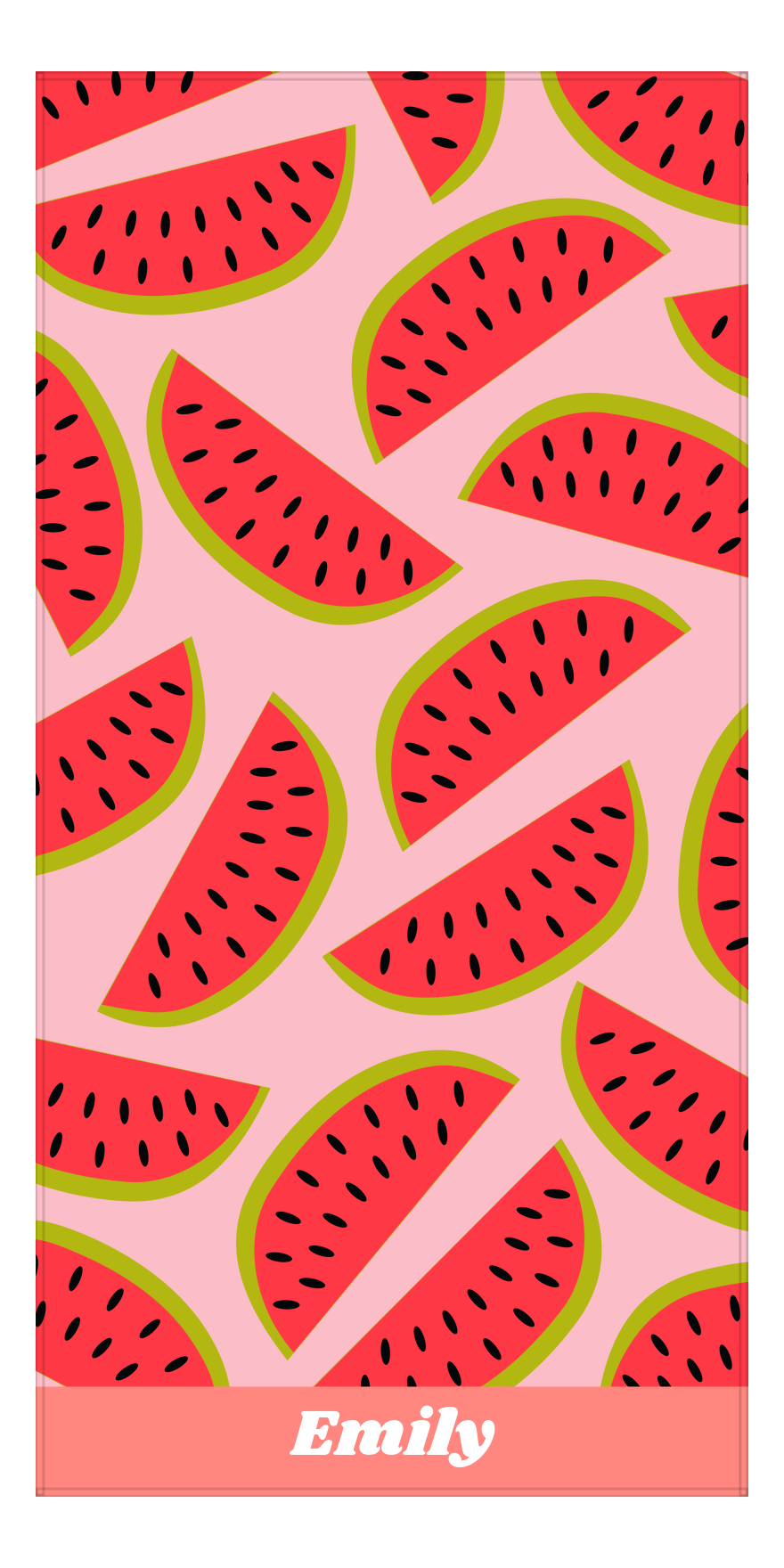 Personalized Watermelon Beach Towel - Pink Background - Front View