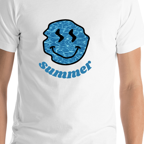 Personalized Water Smiley Face T-Shirt - White - Shirt Close-Up View