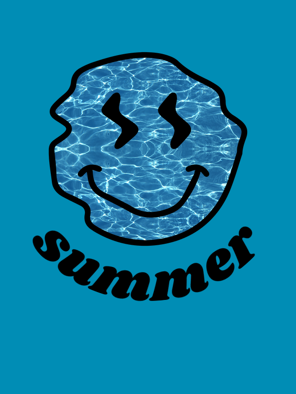 Personalized Water Smiley Face T-Shirt - Aqua - Decorate View