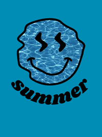 Thumbnail for Personalized Water Smiley Face T-Shirt - Aqua - Decorate View