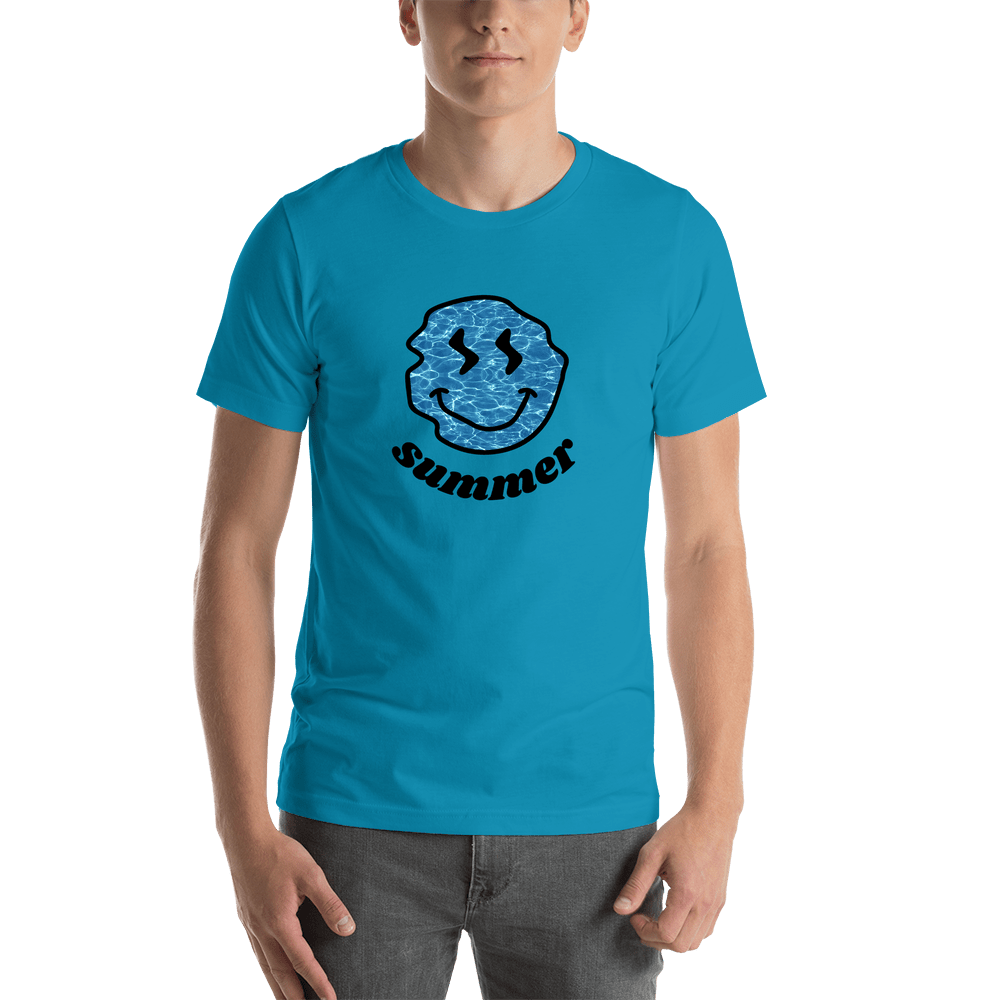 Personalized Water Smiley Face T-Shirt - Aqua - Shirt View