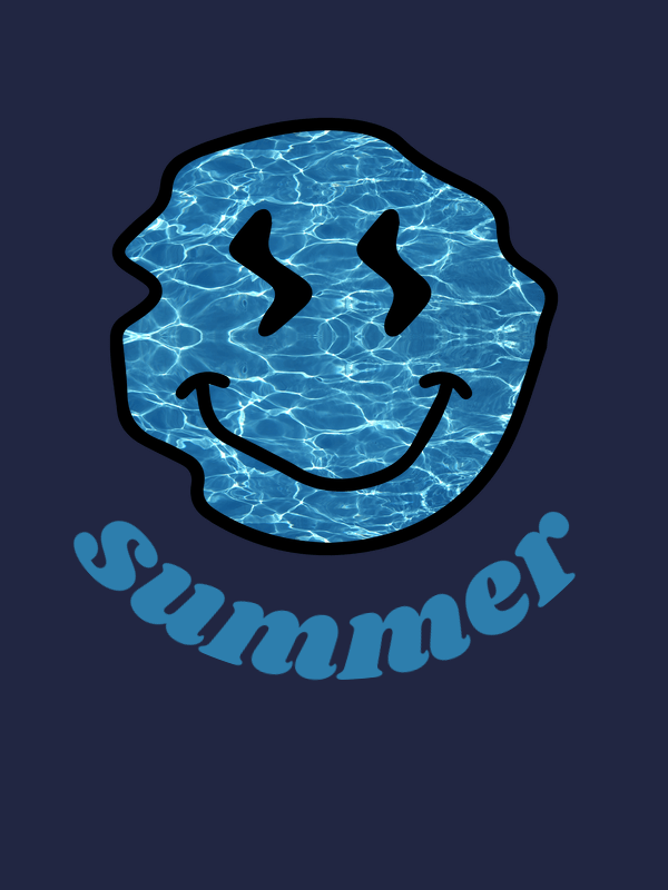 Personalized Water Smiley Face T-Shirt - Navy Blue - Decorate View