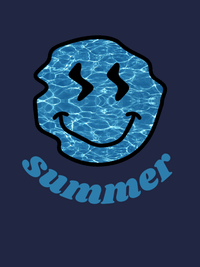 Thumbnail for Personalized Water Smiley Face T-Shirt - Navy Blue - Decorate View
