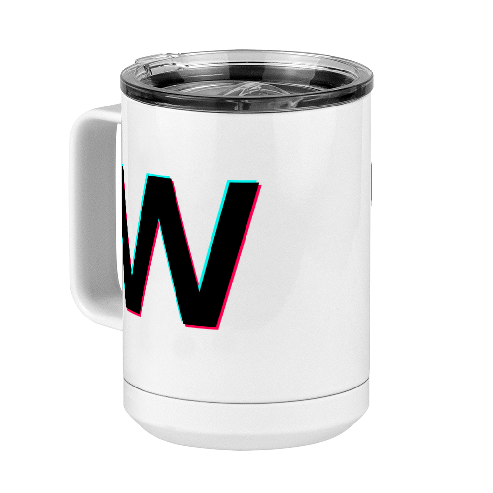 W Coffee Mug Tumbler with Handle (15 oz) - TikTok Trends - Front Left View