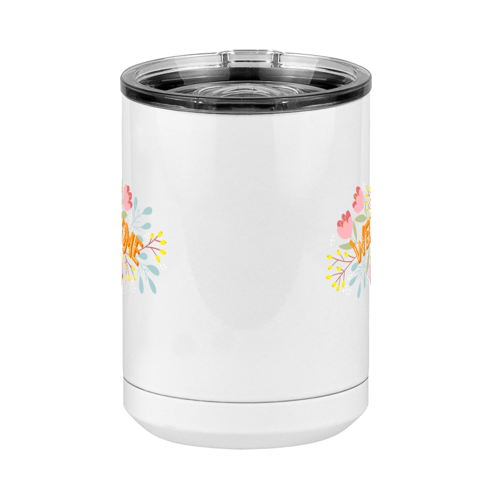 Welcome Flowers Coffee Mug Tumbler with Handle (15 oz) - Front View