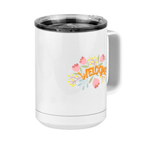 Thumbnail for Welcome Flowers Coffee Mug Tumbler with Handle (15 oz) - Front Right View