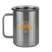 Thumbnail for Welcome Flowers Coffee Mug Tumbler with Handle (15 oz) - Left View