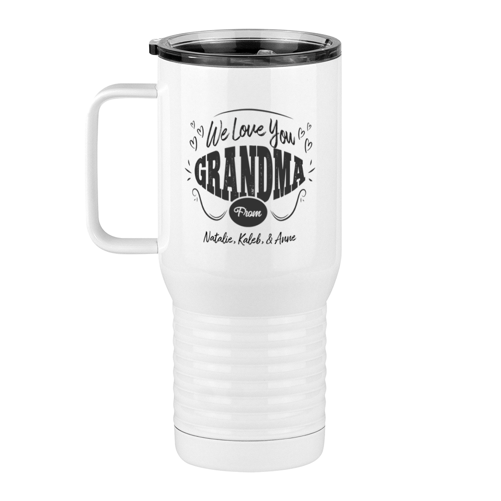 Personalized We Love You Grandma Travel Coffee Mug Tumbler with Handle (20 oz) - Left View