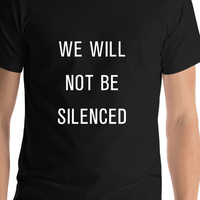 Thumbnail for We Will Not Be Silenced Protest T-Shirt - Black - Shirt Close-Up View