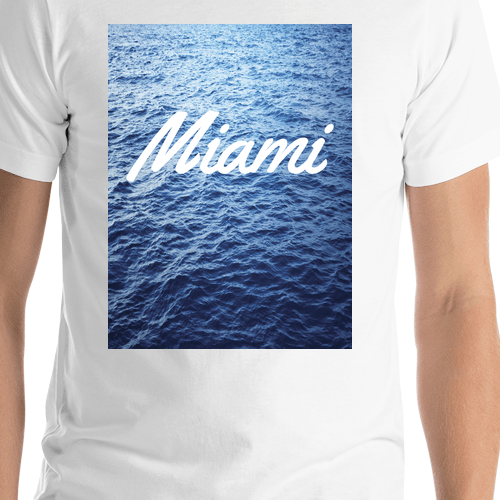 Personalized White Open Ocean T-Shirt - Miami - Shirt Close-Up View