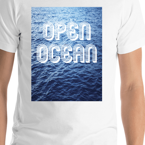 Personalized White Open Ocean T-Shirt - Shirt Close-Up View