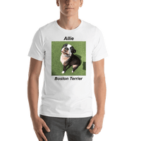 Thumbnail for Personalized White T-Shirt - Upload Your Square Image - Text Above & Below Photo - Shirt View