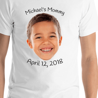 Thumbnail for Personalized White T-Shirt - Your Child's Face - Shirt Close-Up View