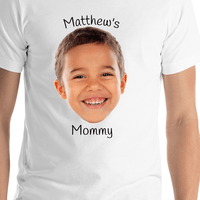 Thumbnail for Personalized White T-Shirt - Your Kid's Face - Shirt Close-Up View