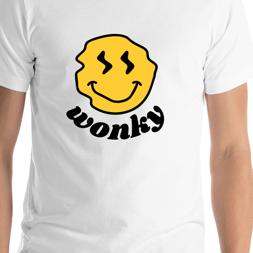 Personalized Wonky Smiley Face T-Shirt - White - Shirt Close-Up View