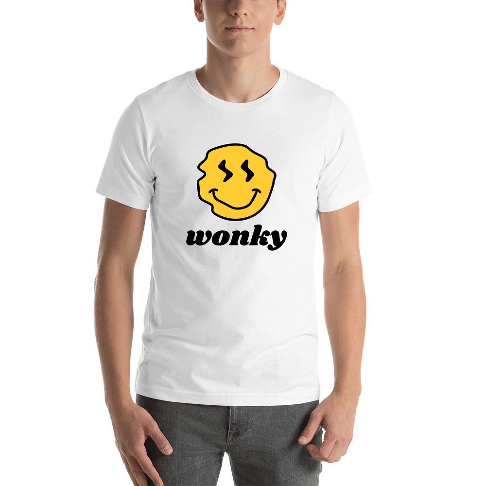 Personalized Wonky Smiley Face T-Shirt - White - Shirt View