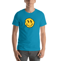 Thumbnail for Personalized Wonky Smiley Face T-Shirt - Teal - Shirt View