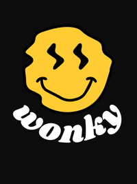 Thumbnail for Personalized Wonky Smiley Face T-Shirt - Black - Decorate View