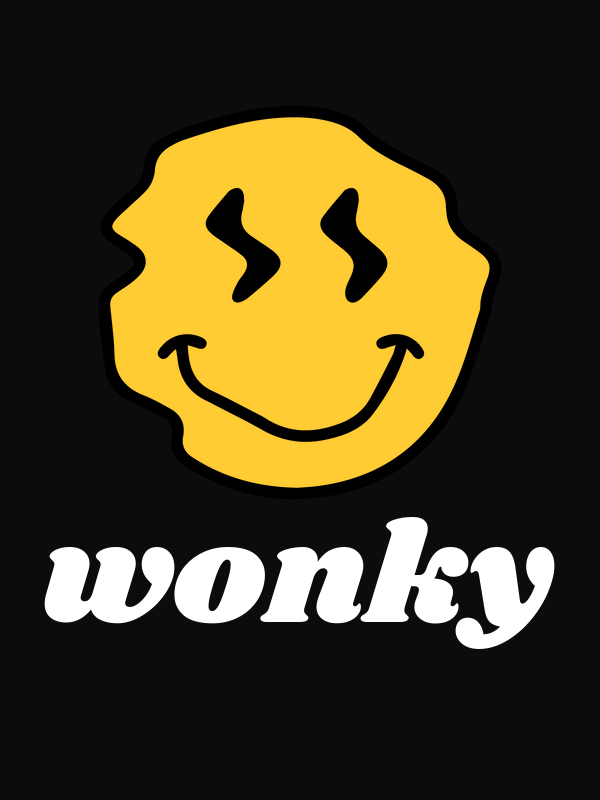 Personalized Wonky Smiley Face T-Shirt - Black - Decorate View