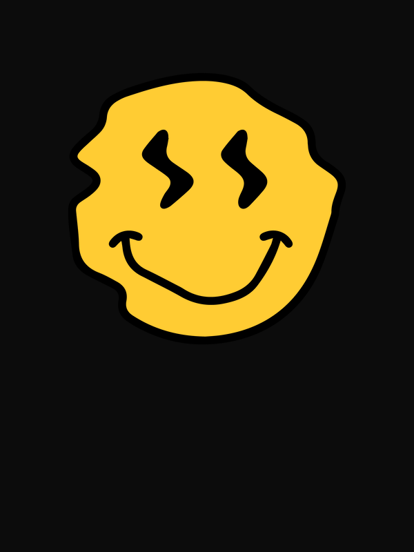 Personalized Wonky Smiley Face T-Shirt - Black - Decorate View