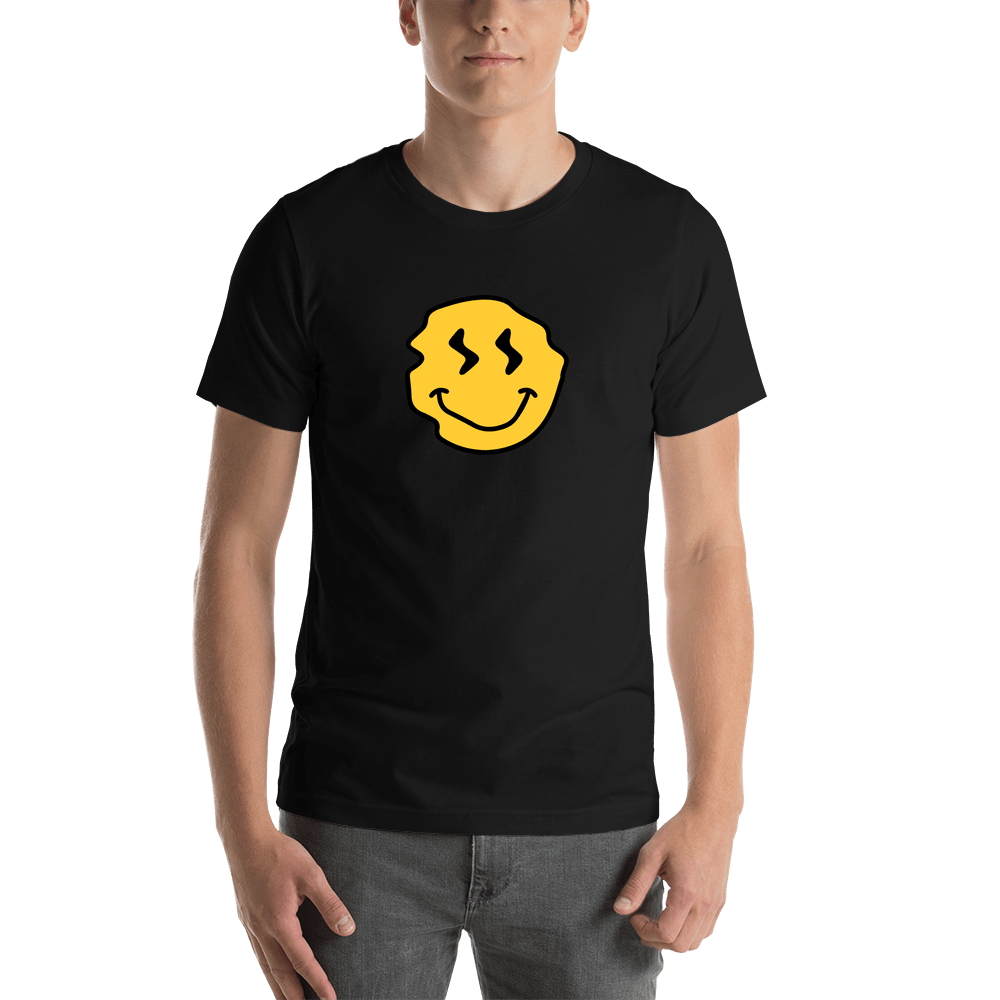 Personalized Wonky Smiley Face T-Shirt - Black - Shirt View