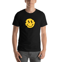 Thumbnail for Personalized Wonky Smiley Face T-Shirt - Black - Shirt View