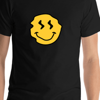 Thumbnail for Personalized Wonky Smiley Face T-Shirt - Black - Shirt Close-Up View