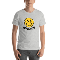 Thumbnail for Personalized Wonky Smiley Face T-Shirt - Grey - Shirt View
