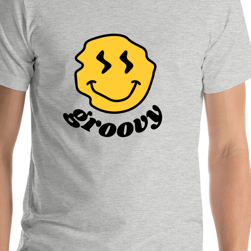 Personalized Wonky Smiley Face T-Shirt - Grey - Shirt Close-Up View