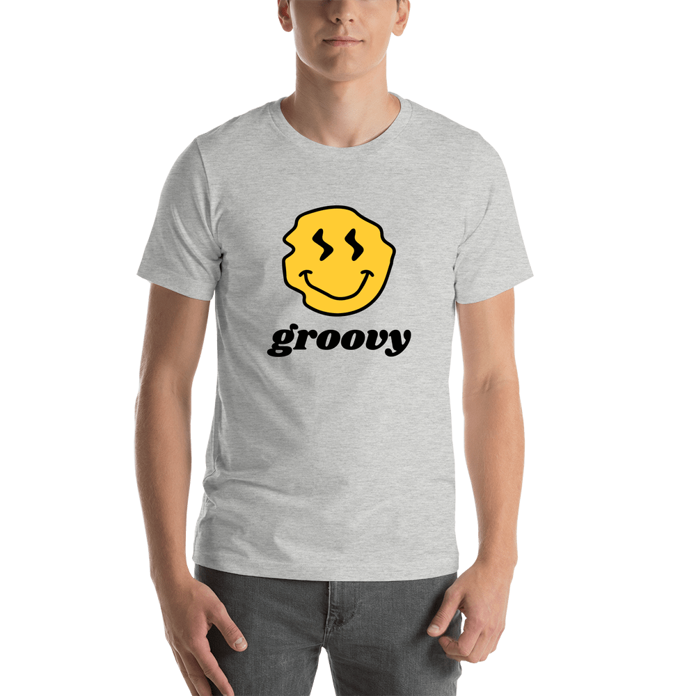Personalized Wonky Smiley Face T-Shirt - Grey - Shirt View