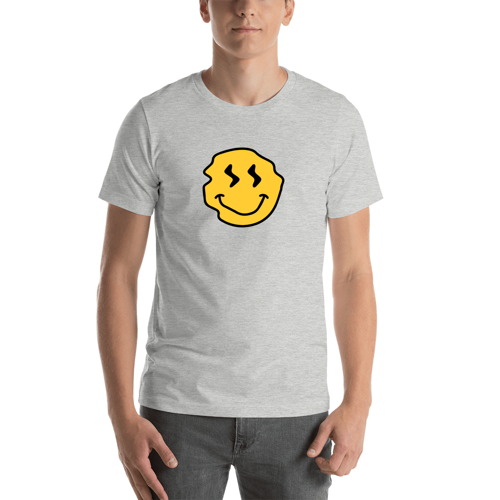 Personalized Wonky Smiley Face T-Shirt - Grey - Shirt View