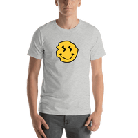 Thumbnail for Personalized Wonky Smiley Face T-Shirt - Grey - Shirt View