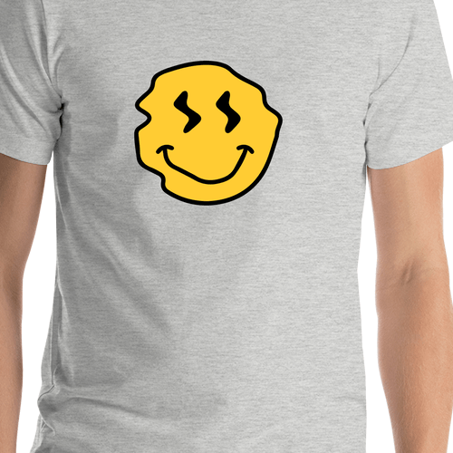 Personalized Wonky Smiley Face T-Shirt - Grey - Shirt Close-Up View