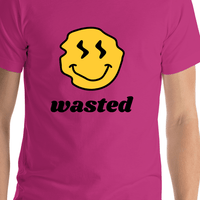 Thumbnail for Personalized Wonky Smiley Face T-Shirt - Pink - Shirt Close-Up View