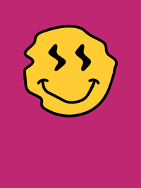 Thumbnail for Personalized Wonky Smiley Face T-Shirt - Pink - Decorate View