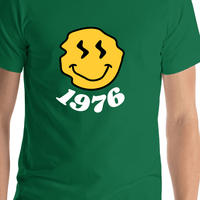 Thumbnail for Personalized Wonky Smiley Face T-Shirt - Green - Shirt Close-Up View
