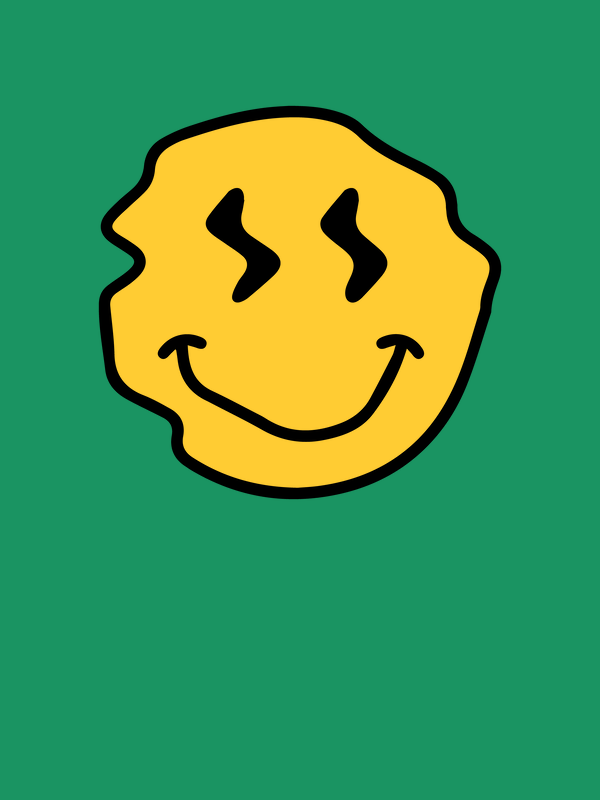 Personalized Wonky Smiley Face T-Shirt - Green - Decorate View