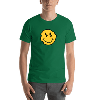 Thumbnail for Personalized Wonky Smiley Face T-Shirt - Green - Shirt View