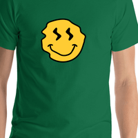 Thumbnail for Personalized Wonky Smiley Face T-Shirt - Green - Shirt Close-Up View