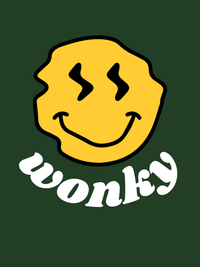 Thumbnail for Personalized Wonky Smiley Face T-Shirt - Forest Green - Decorate View